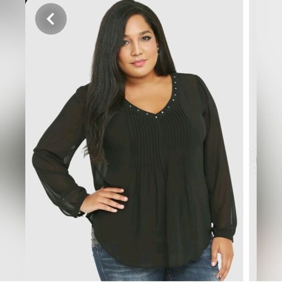 Torrid Sheer Black Stoned Blouse Top Sz 4X - Picture 1 of 3
